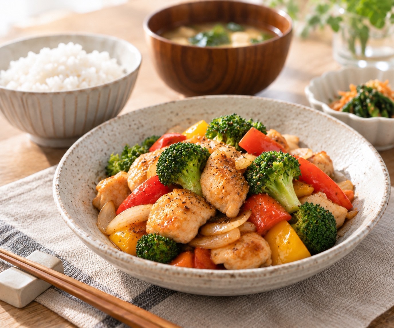 野菜と鶏肉の彩り炒め
