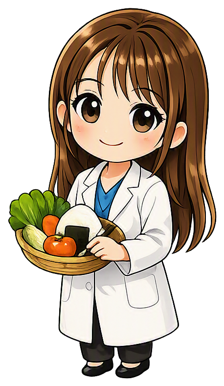 スーパーの食材を持つ管理栄養士のイラスト